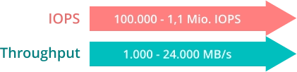 100.000 - 1,1 Mio. IOPS IOPS Throughput 1.000 - 24.000 MB/s